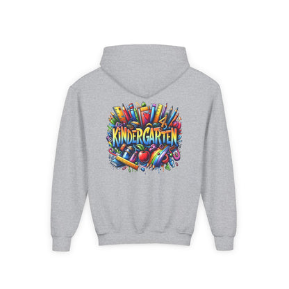 Kindergarten Kids Hoodie — Colorful School Supplies Back-to-School Sweatshirt