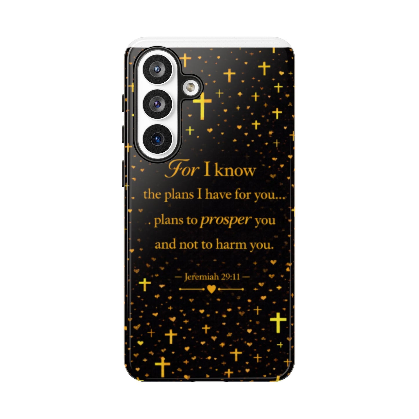 Phone Case — "For I Know" Jeremiah 29:11 Gold Cross Christian Tough Case