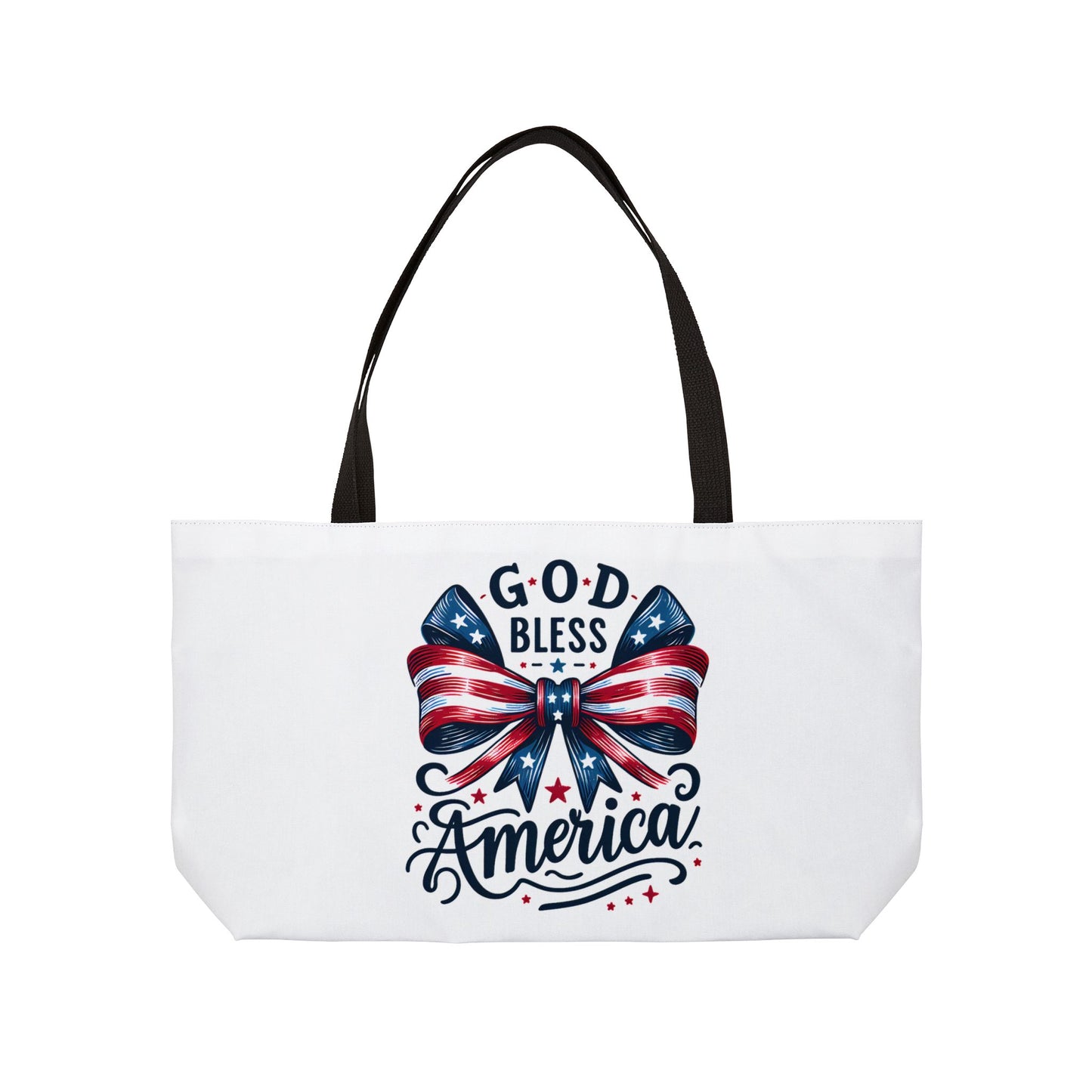 Weekender Tote Bag - "God Bless America" Patriotic Bow Beach & 4th of July Tote