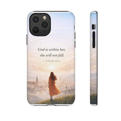 Inspirational Psalm 46:5 Phone Case — 'God is within her, she will not fall' Christian Phone Cover