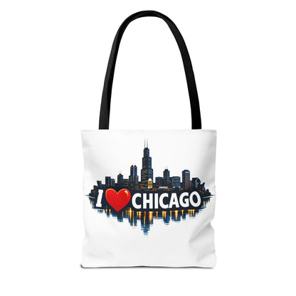 I  Chicago Skyline Tote Bag — Cityscape Reversible All-Over Print Tote