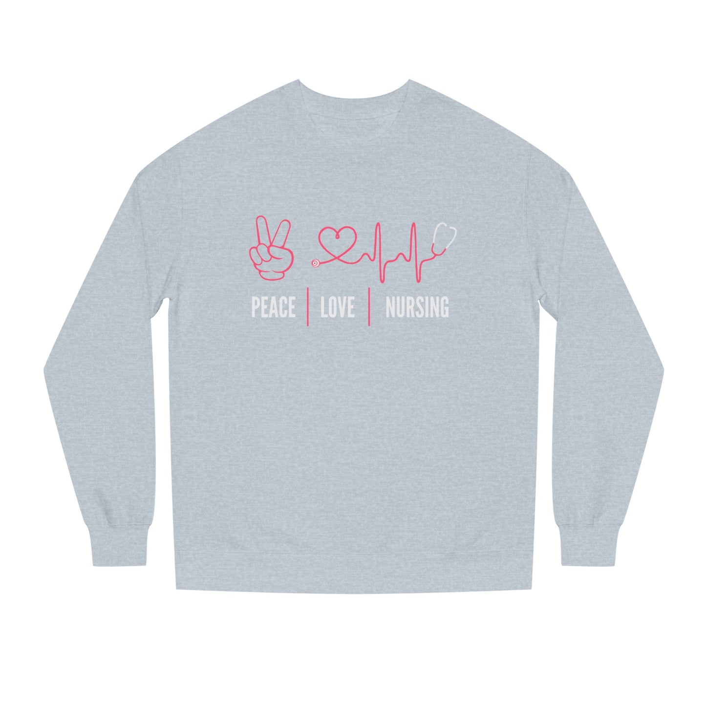 Peace Love Nursing Sweatshirt — Nurse Gifts, Heartbeat & Peace Sign Crewneck