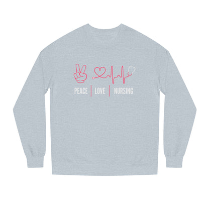 Peace Love Nursing Sweatshirt — Nurse Gifts, Heartbeat & Peace Sign Crewneck