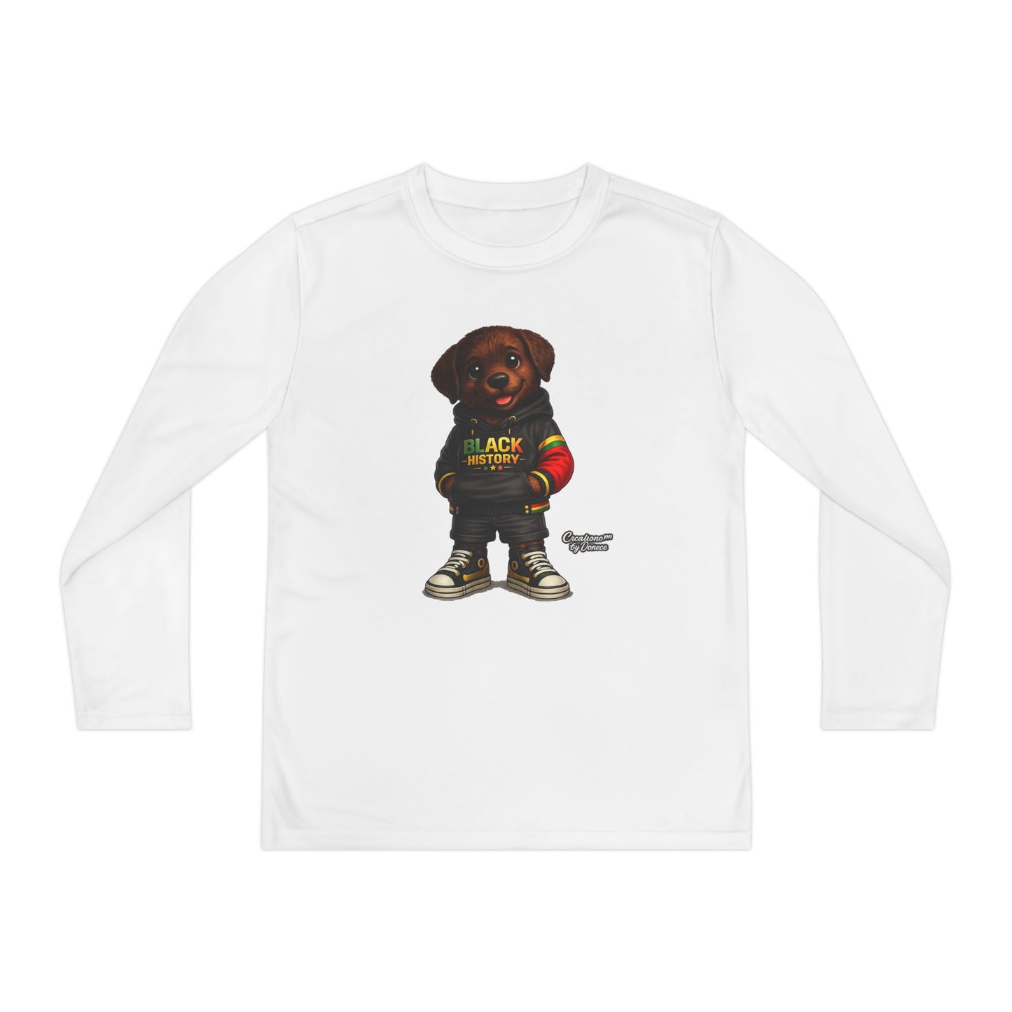 Kids Long Sleeve Tee — Rasta Teddy 'Black Excellence' Graphic