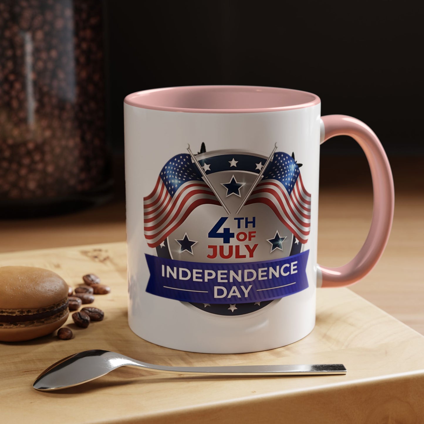 4th of July Independence Day Coffee Mug - Patriotic American Flag Accent