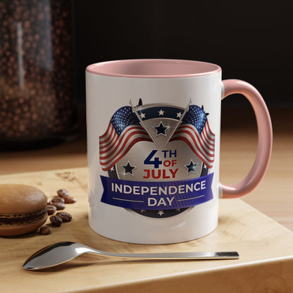 4th of July Independence Day Coffee Mug - Patriotic American Flag Accent