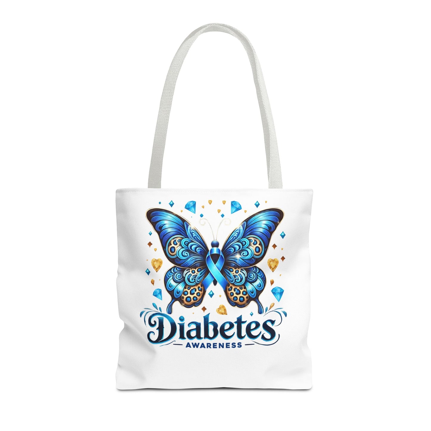 Diabetes Awareness Tote Bag — Blue Butterfly Ribbon Design