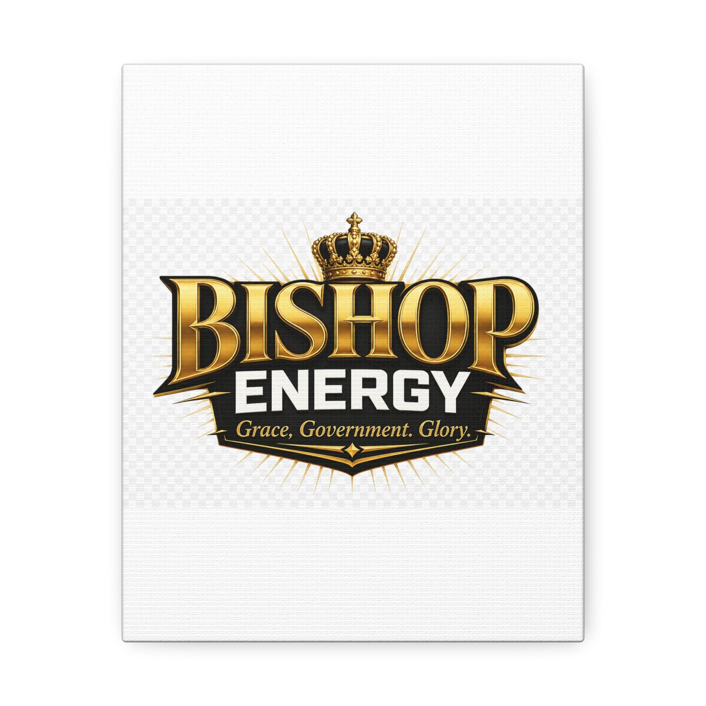 Bishop Energy Stretched Canvas - Gold Crown Emblem (Grace, Government, Glory)