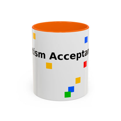 Autism Acceptance Accent Coffee Mug – Colorful Puzzle Square Design (11/15 oz)