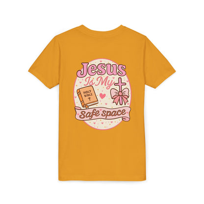 Youth Tee — "Jesus Is My Safe Space" Christian Kids T-Shirt