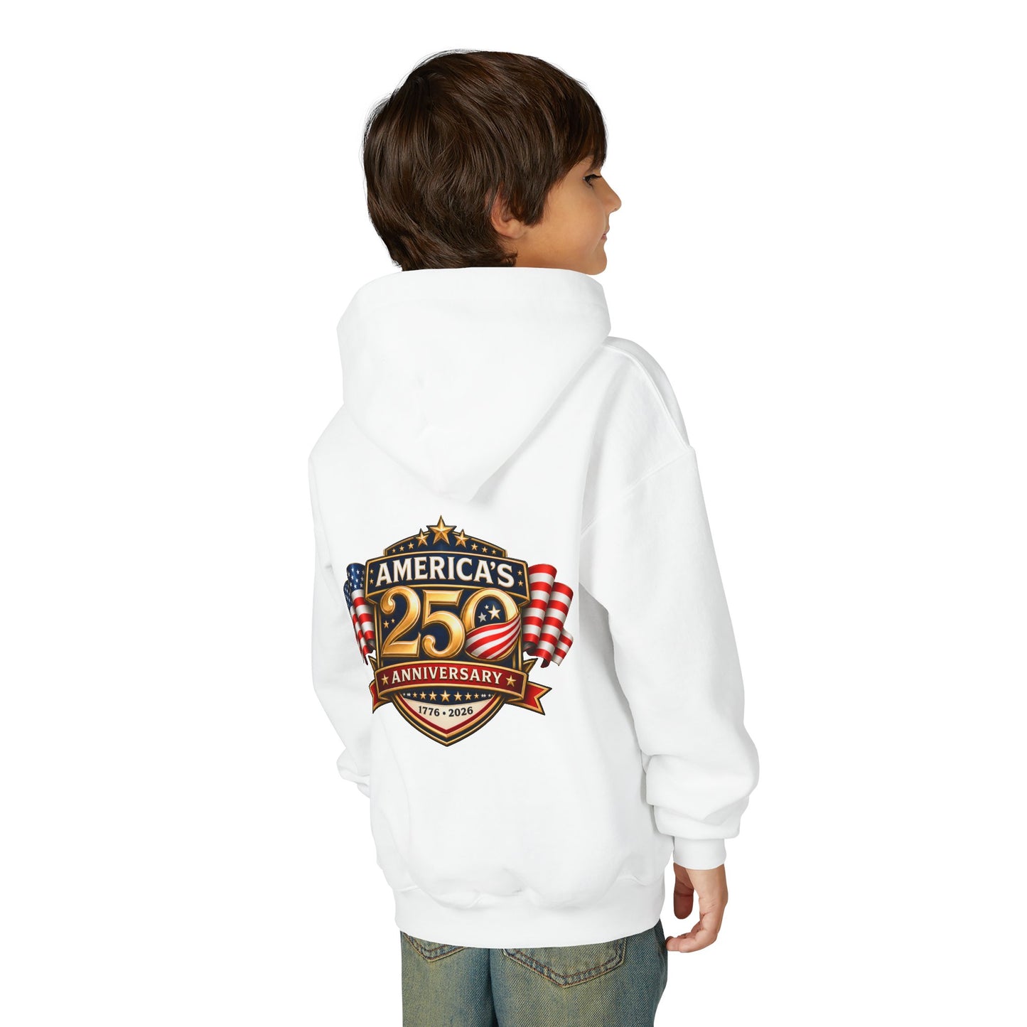 Youth Hoodie — "America's 250th Anniversary" Patriotic 1776-2026 Celebration Design
