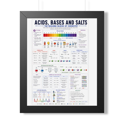 Framed Poster — Acids, Bases & Salts Chemistry Reference