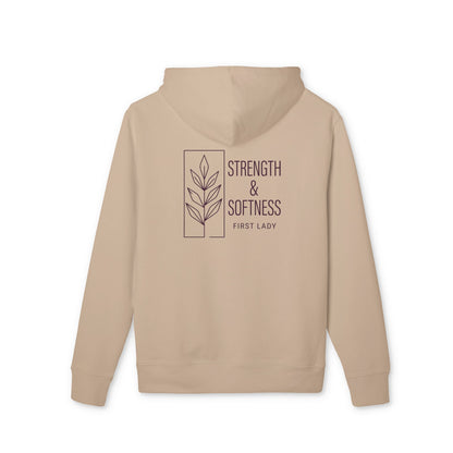 Strength & Softness Hoodie — Minimal Floral Graphic Pullover ("Strength & Softness")
