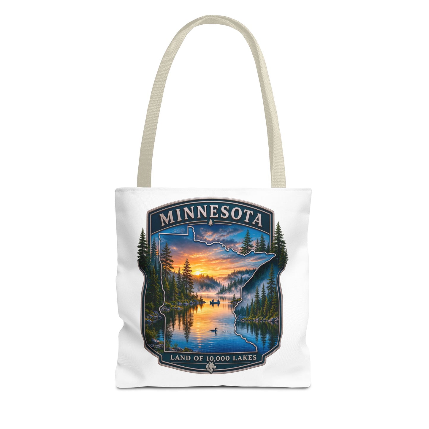 Minnesota Scenic Tote Bag — 'Land of 10,000 Lakes' Sunset Lake Design