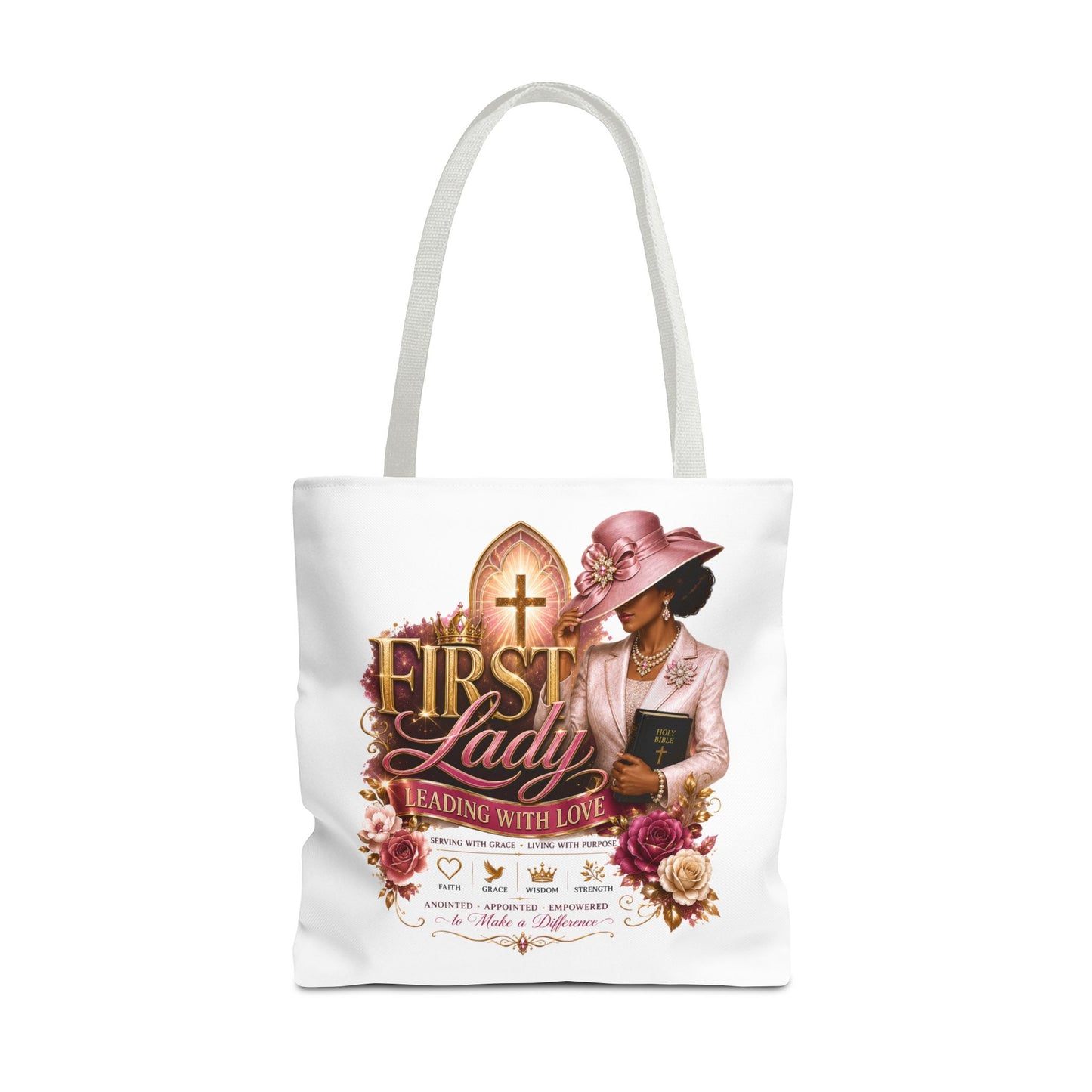 First Lady Tote Bag — Faithful Church Lady Floral Churchgoing Purse
