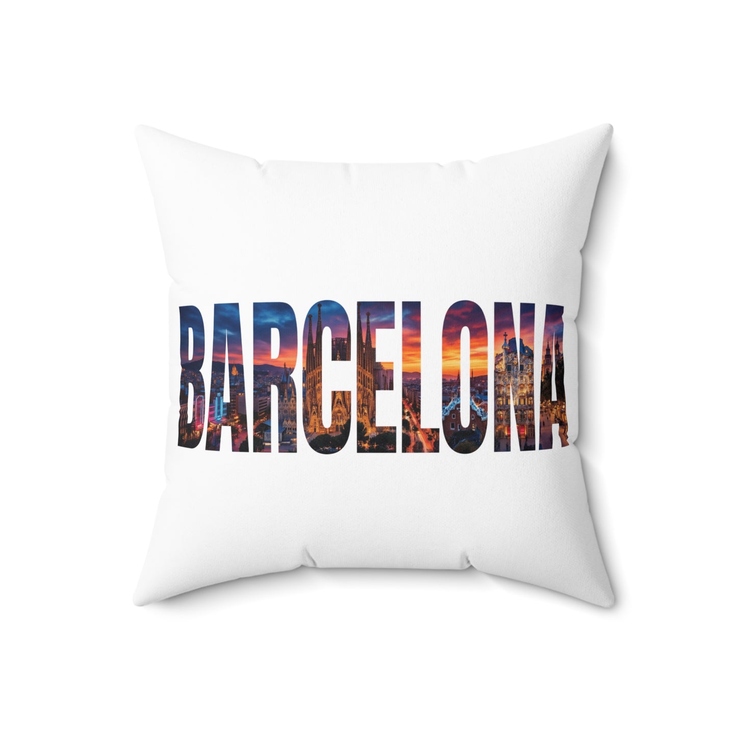 Barcelona Cityscape Throw Pillow — Travel Souvenir Decorative Pillow