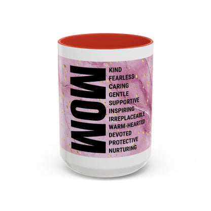 Mom Definition Accent Coffee Mug – Inspirational Pink Marble Mother’s Day Gift (11/15oz)