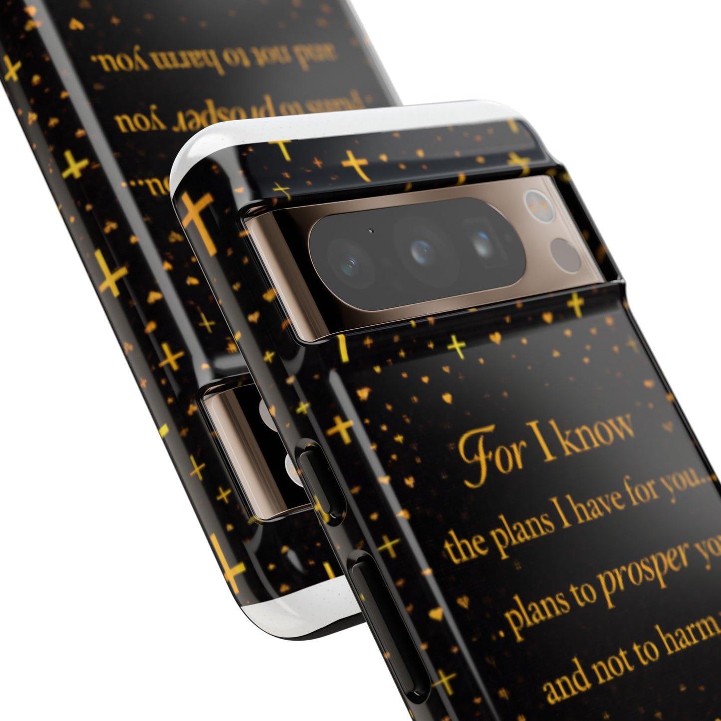 Phone Case — "For I Know" Jeremiah 29:11 Gold Cross Christian Tough Case