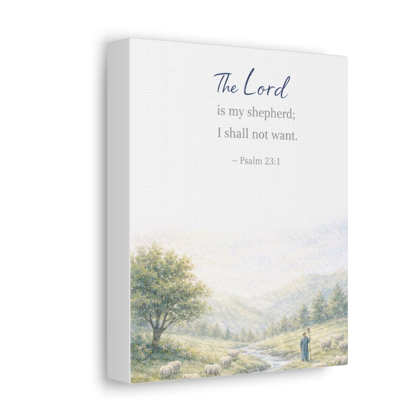 Psalm 23:1 Stretched Canvas – ‘The Lord is my shepherd; I shall not want’ Scenic Wall Art