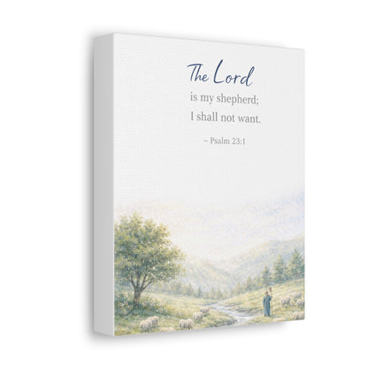 Psalm 23:1 Stretched Canvas – ‘The Lord is my shepherd; I shall not want’ Scenic Wall Art