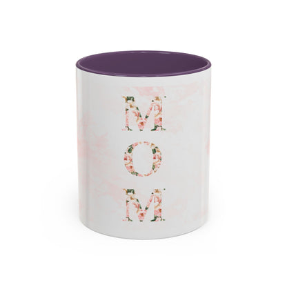 Mom Floral Accent Coffee Mug — Pink Roses Mother's Day Gift (11/15oz)