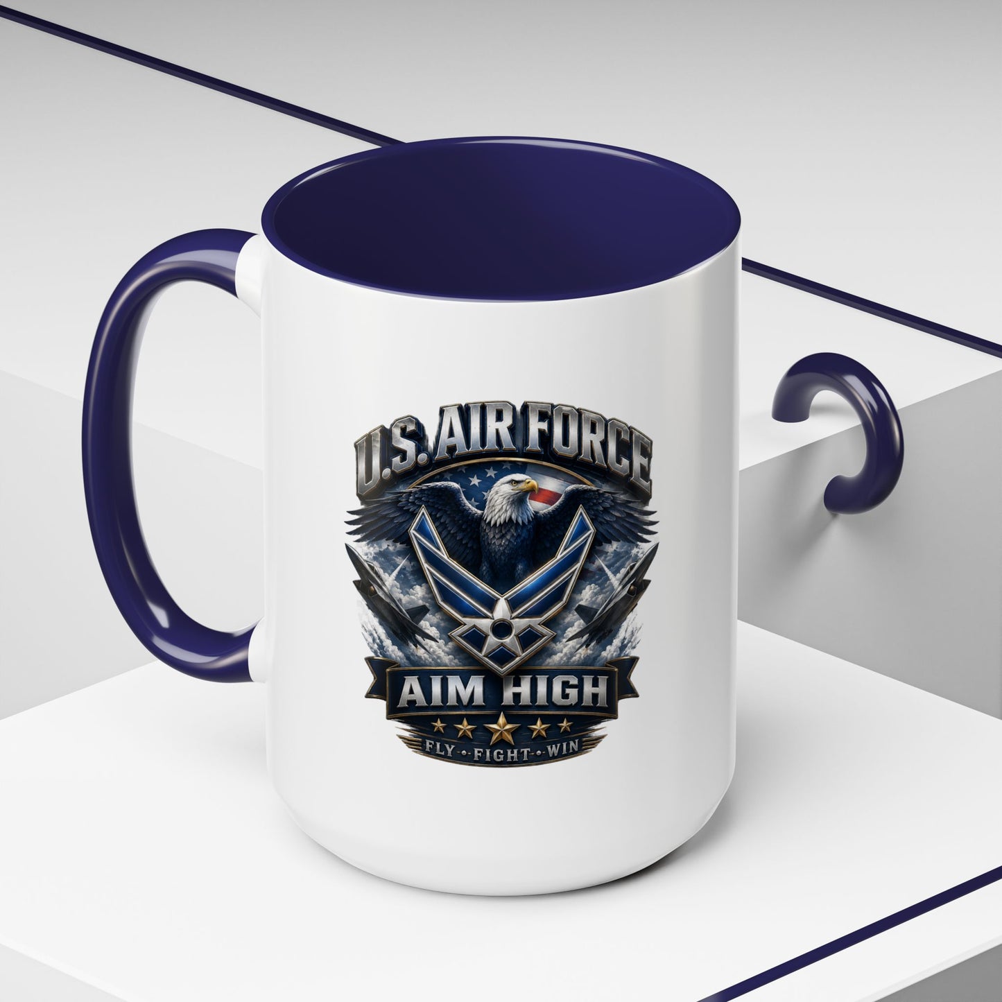 U.S. Air Force Accent Coffee Mug — Aim High Eagle Design (11/15 oz)
