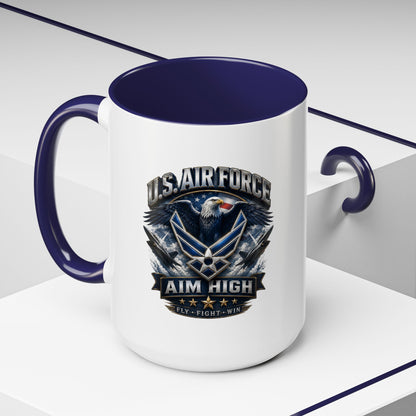 U.S. Air Force Accent Coffee Mug — Aim High Eagle Design (11/15 oz)
