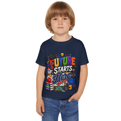 Toddler T-Shirt — "Future Starts Here" Back-to-School Graphic Tee