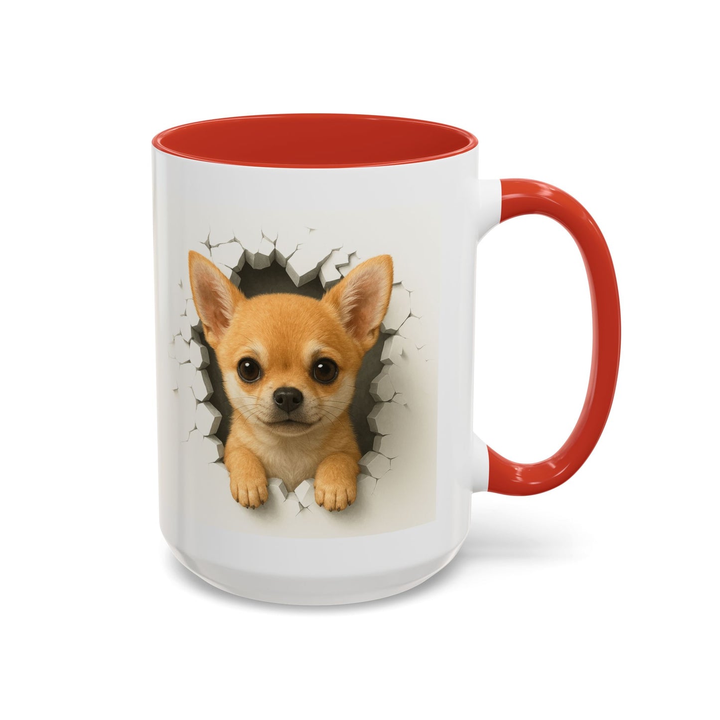 Chihuahua Peek-A-Boo Accent Coffee Mug – Cute Dog Lover Gift (11/15 oz)