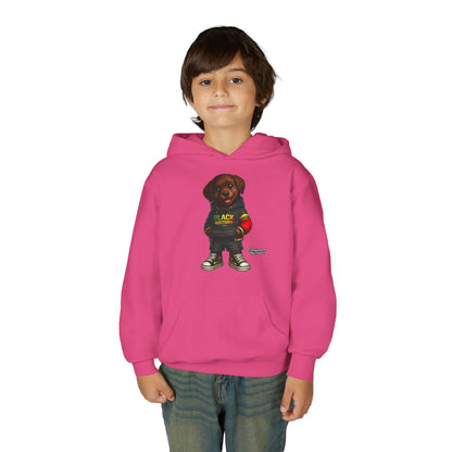 Youth Hoodie - Cute Rottweiler Puppy 'Black History' Graphic Sweatshirt for Kids