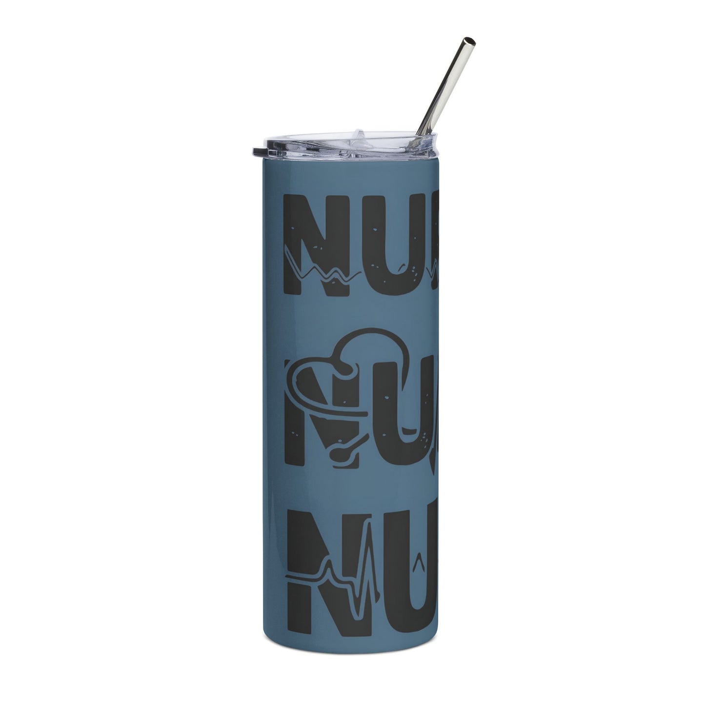 Nurse Stainless Steel Tumbler 20oz – Blue Medical Scrubs Drink Cup with Heartbeat Design