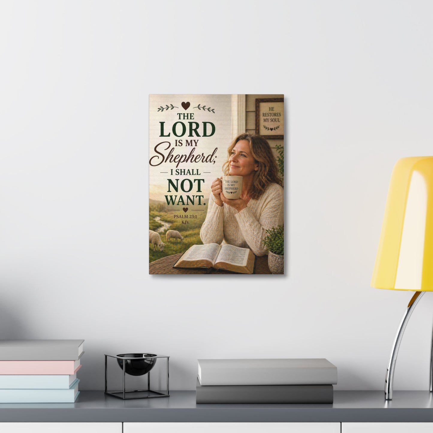 Stretched Canvas - "The Lord Is My Shepherd" Psalm 23:1 Inspirational Christian Wall Art