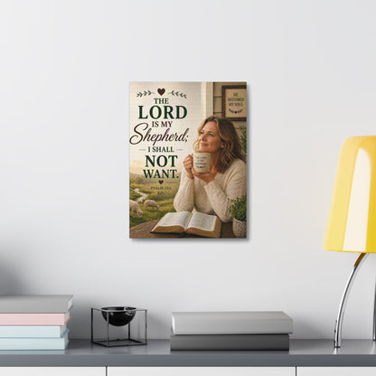 Stretched Canvas - "The Lord Is My Shepherd" Psalm 23:1 Inspirational Christian Wall Art