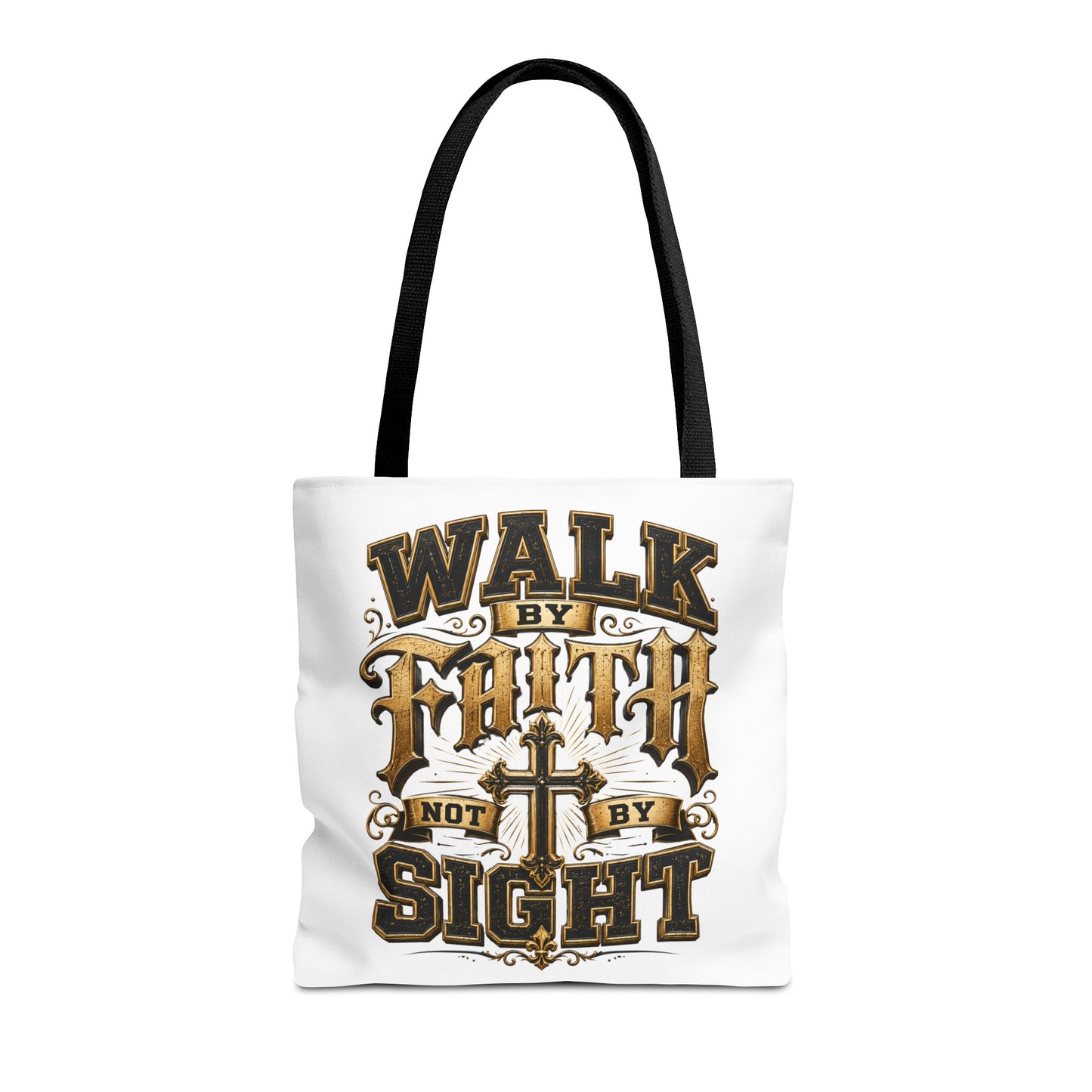 Walk by Faith Tote Bag — Christian Inspirational Cross Tote