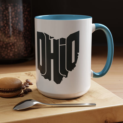 Ohio State Outline Accent Coffee Mug – Black Handle & Interior