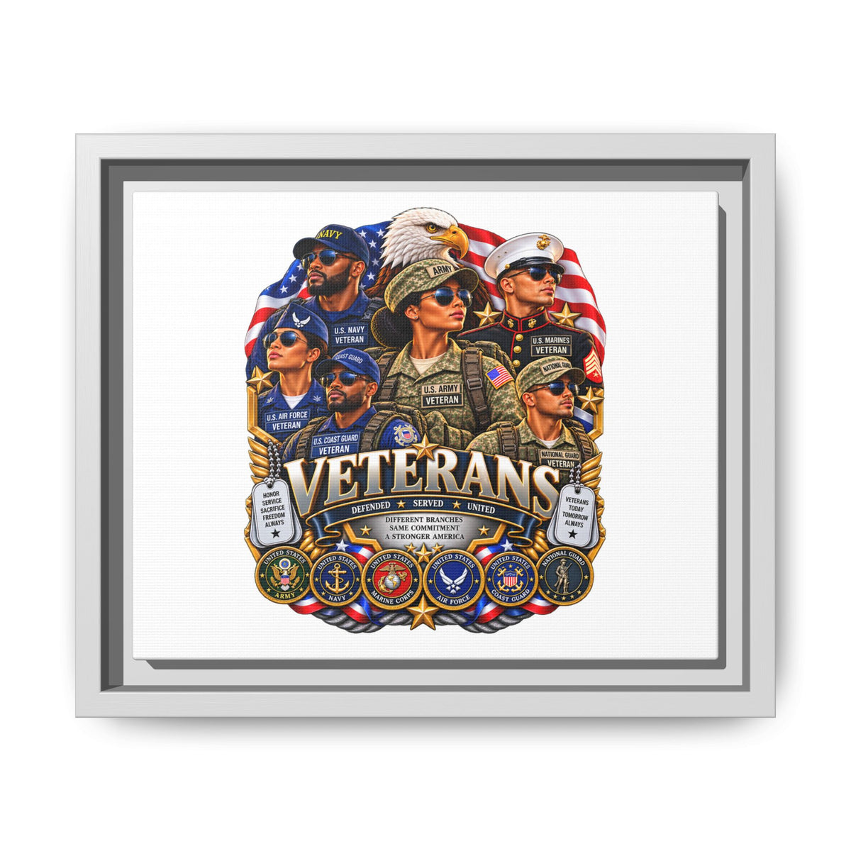 Veterans Tribute Matte Canvas Framed Wall Art