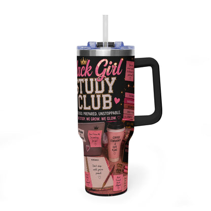 Black Girl Study Club 40oz Vacuum Tumbler — Focused Planner & Motivational Travel Mug