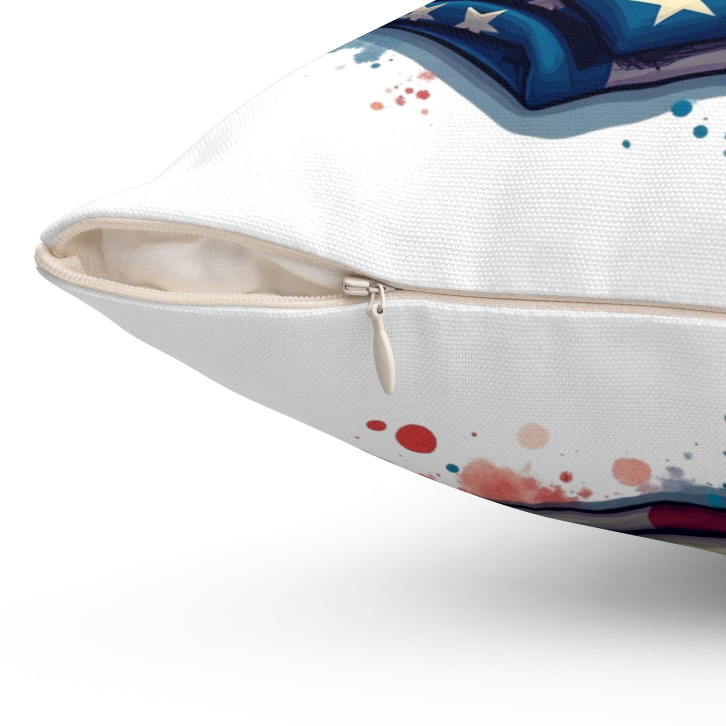 Never Forget 9/11 Memorial Throw Pillow — Firefighter Helmet & American Flag
