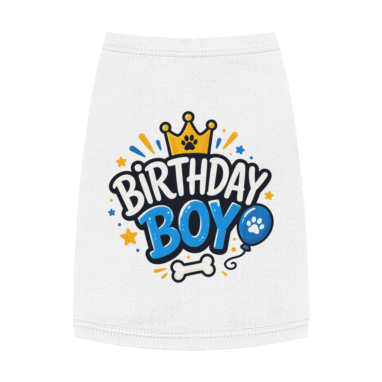 Pet Tank Top - "Birthday Boy" Paw Print Dog Birthday Shirt