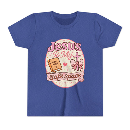 Youth Tee — "Jesus Is My Safe Space" Christian Kids T-Shirt