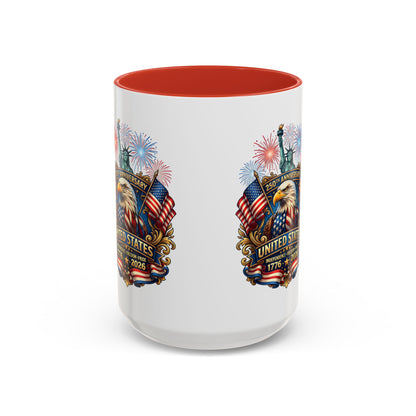 Patriotic Coffee Mug — United States 250th Anniversary Eagle & Fireworks (11/15oz)