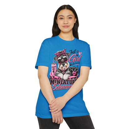 Miniature Schnauzer T-Shirt — "Just a Girl Who Loves Her Miniature Schnauzer" Cute Dog Tee