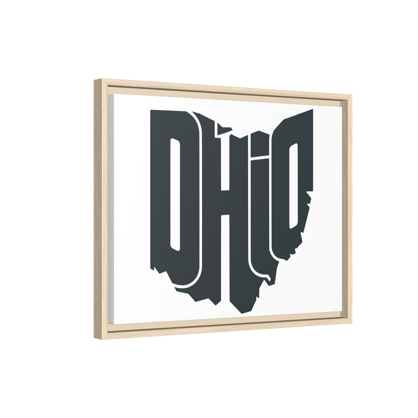 Ohio State Silhouette Matte Framed Canvas — Modern State Wall Art