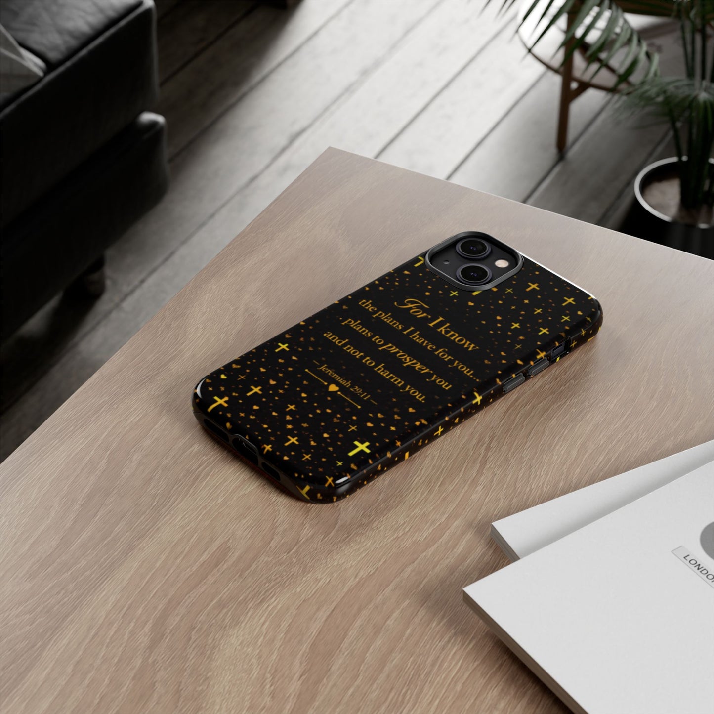 Phone Case — "For I Know" Jeremiah 29:11 Gold Cross Christian Tough Case