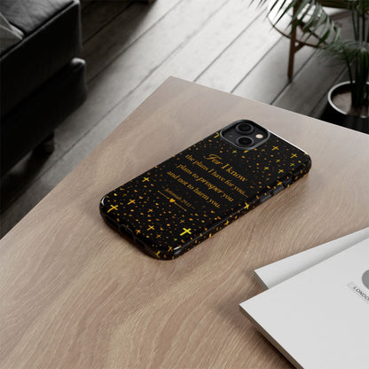 Phone Case — "For I Know" Jeremiah 29:11 Gold Cross Christian Tough Case