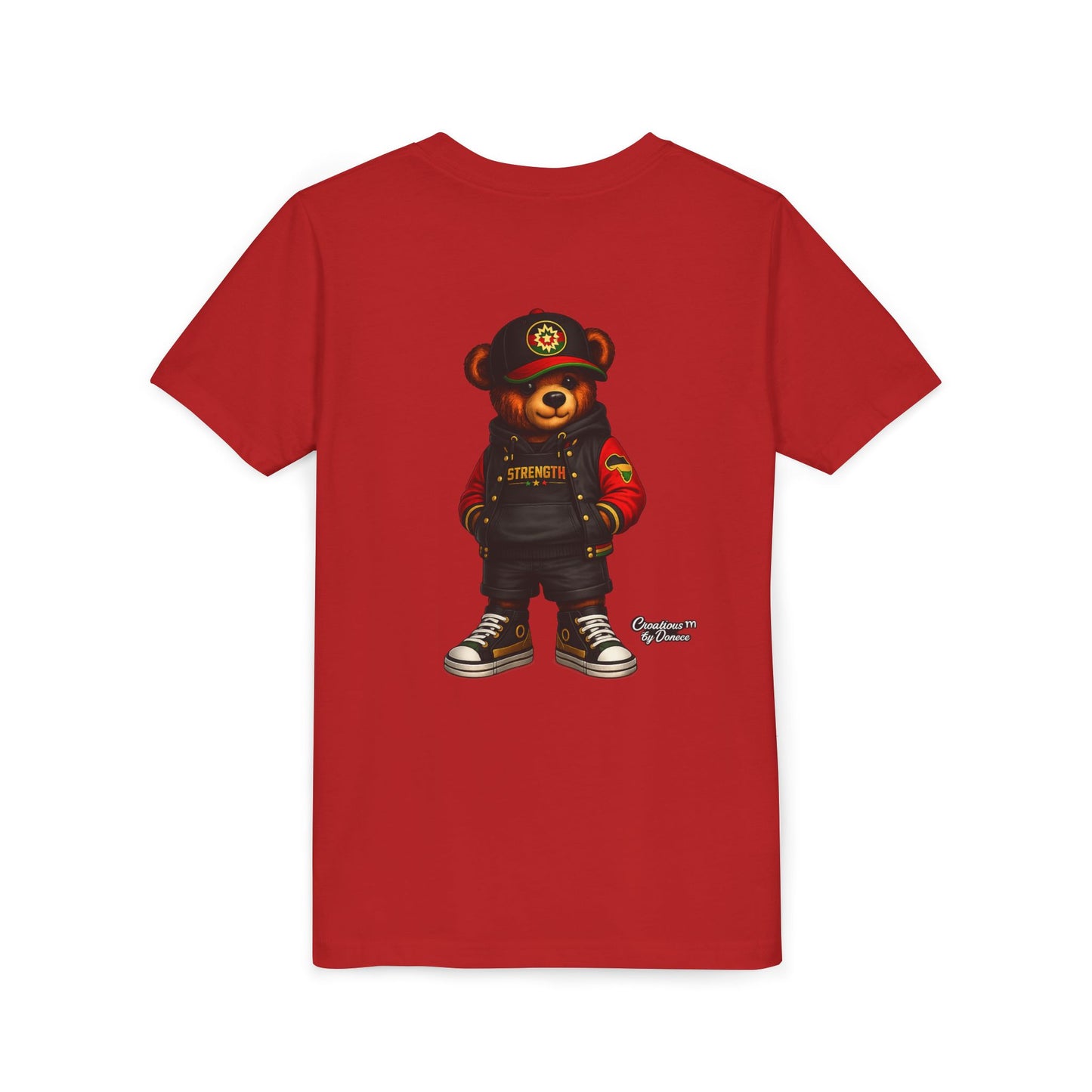 Kids Teddy Bear Streetwear Tee — 'Strength' Graphic Youth T-Shirt