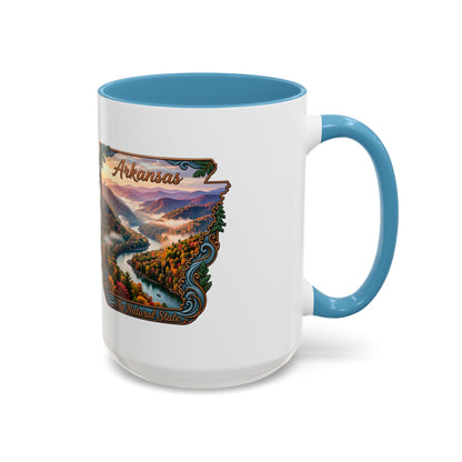 Arkansas Scenic Coffee Mug — Vintage State Map River Landscape (11/15 oz)
