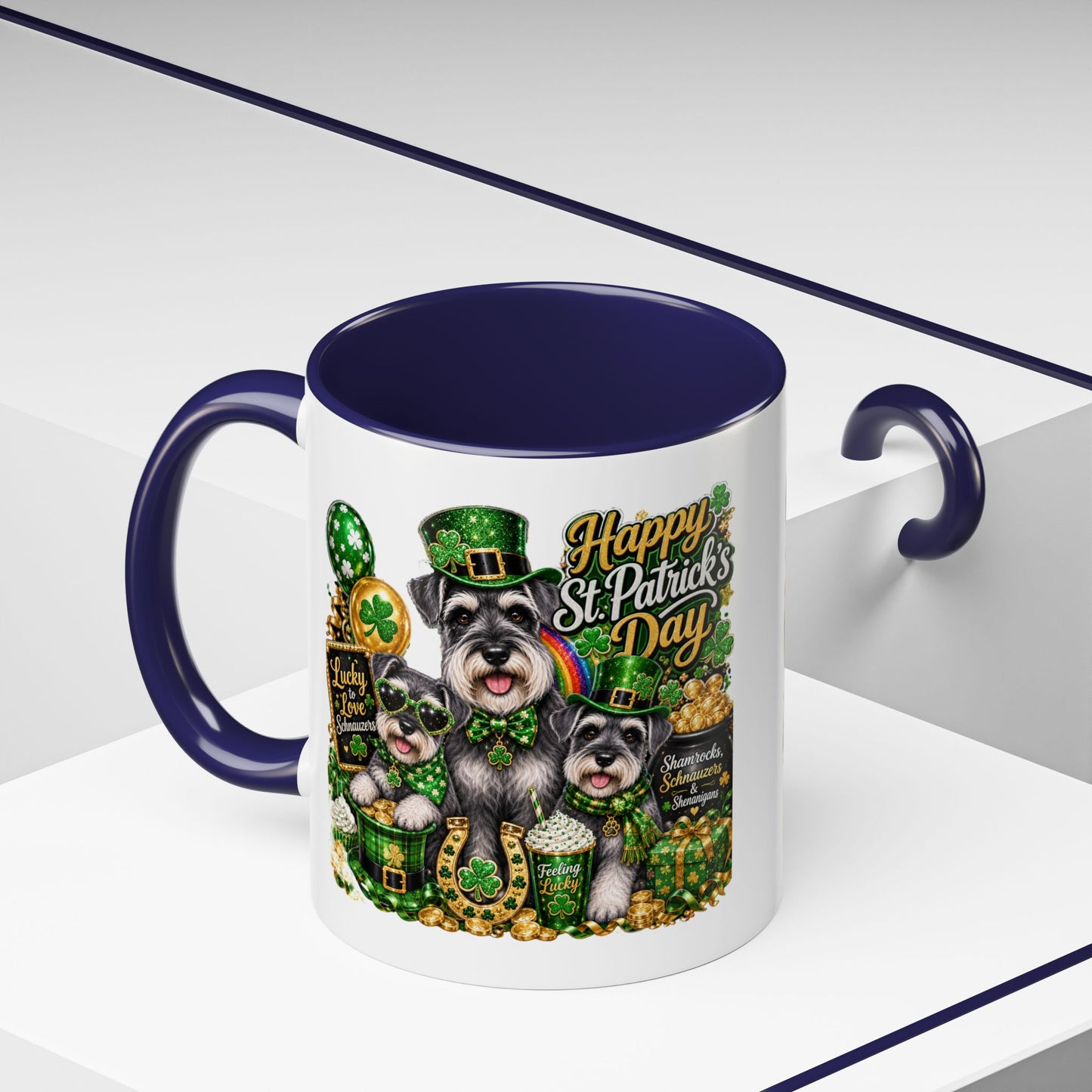 St. Patrick’s Day Dog Coffee Mug — Happy St. Patrick’s Day Accent Mug (11/15oz)