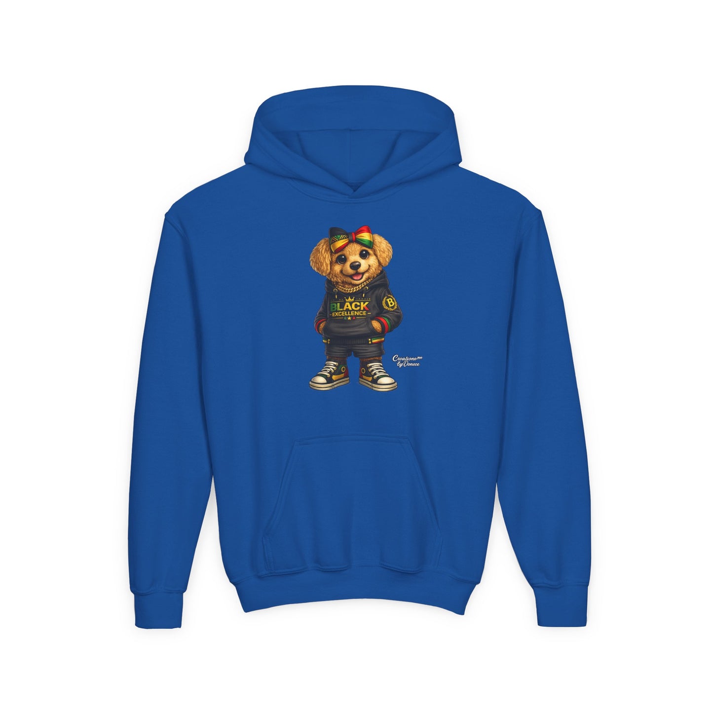 Youth Hoodie — Black Excellence Bear Graphic Sweatshirt (Kids)
