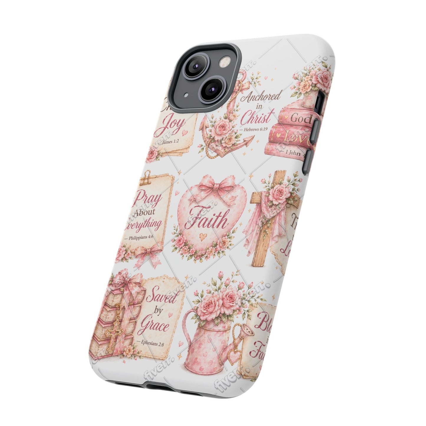 Faith Floral Phone Case – Christian Inspirational Scripture iPhone Cover (Choose Joy, Pray, Faith)